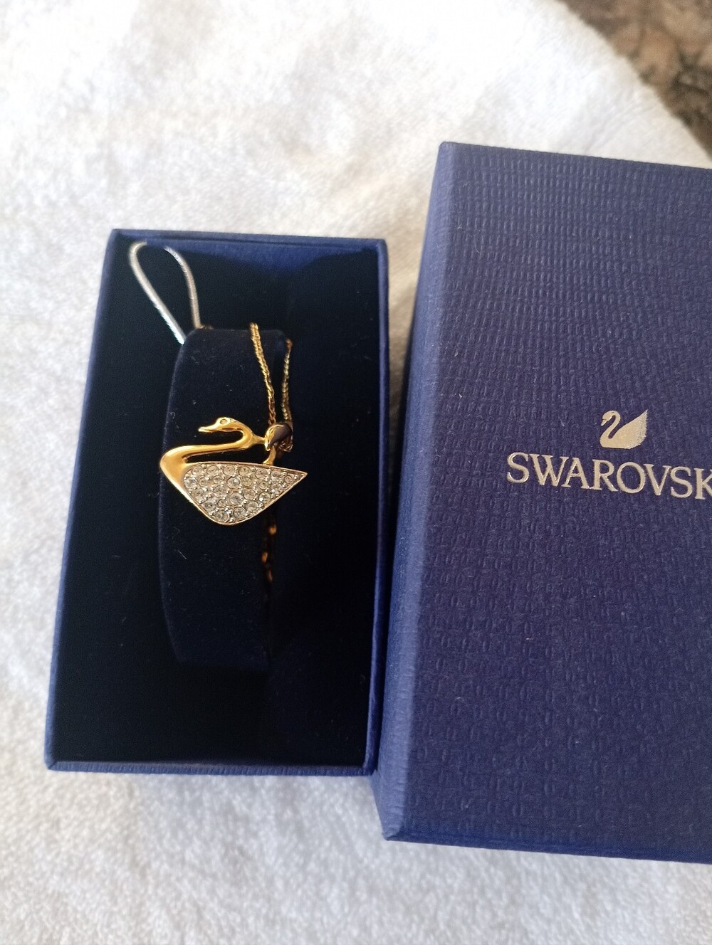Swarovski Gold Swan Crystal Pendant - Gold & Clear